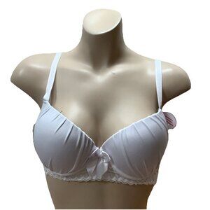 Massam Size Large White Lace Trim Underwire Bra Made in Brazil New with Tag